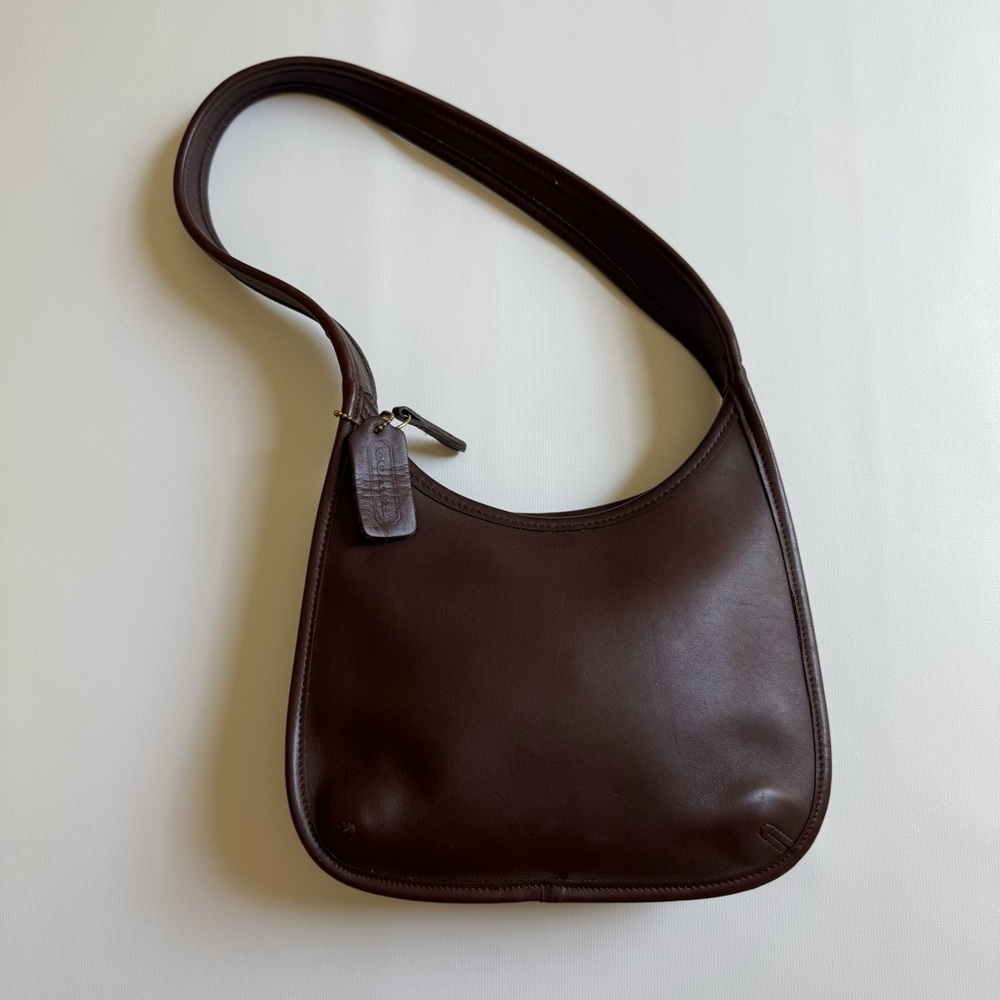 Vintage Y2K Coach 9020 Ergo Brown Leather Curve Zip Bag